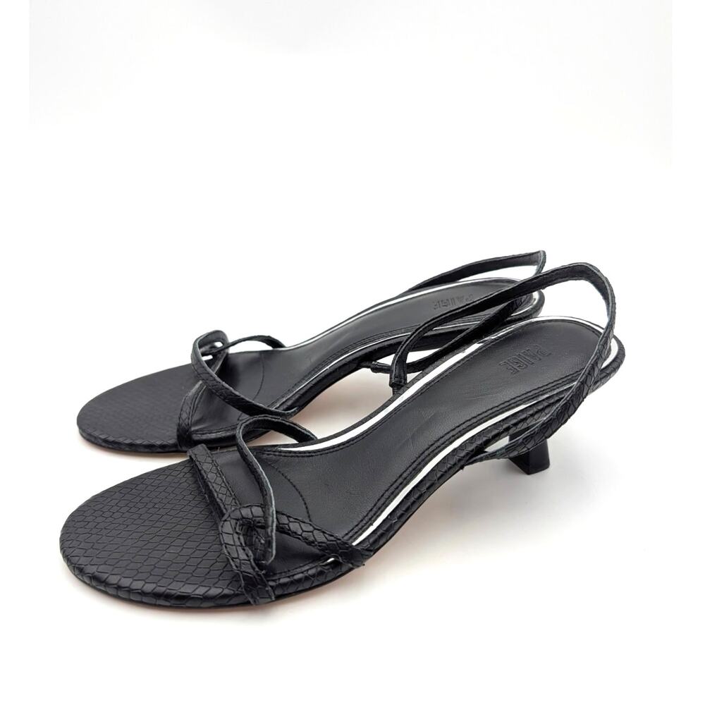 PAIGE Black Kitten Heel Slingback Sandals